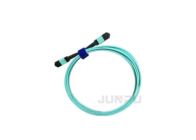 Corde de correction optique de fibre de mâle/des FO de la femelle 12 10GB Om3 Mpo Mtp dans la couleur bleue 1